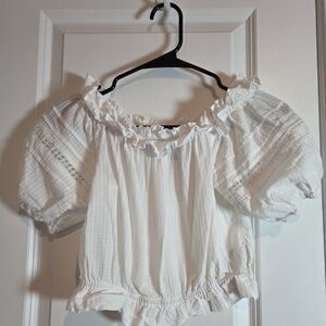 Divided White Ruffled Off-Shoulder Croped Blouse XXSmall